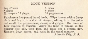 Mock Venison - From Good Housekeeping's Book of Menus, Recipes and Household Discoveries - 1922